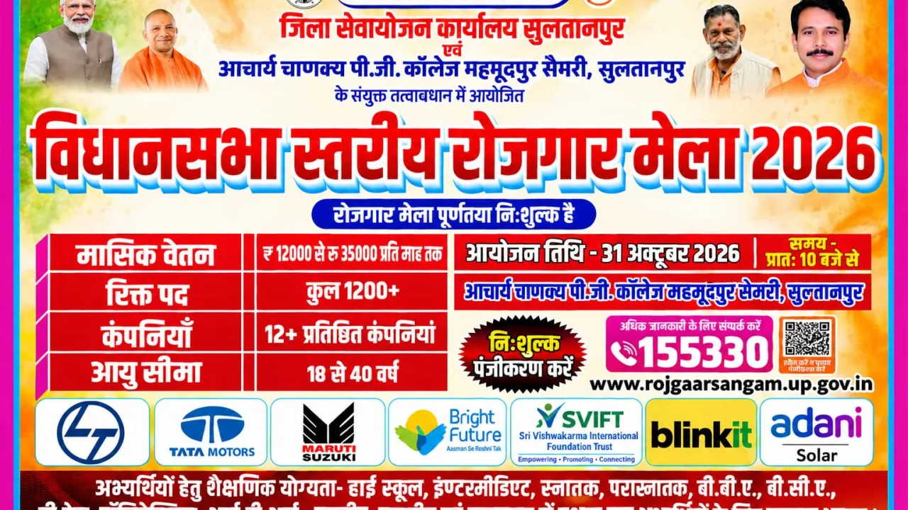 31 अक्टूबर को लगेगा रोजगार मेला, 1200 पदों पर भर्ती का मौका